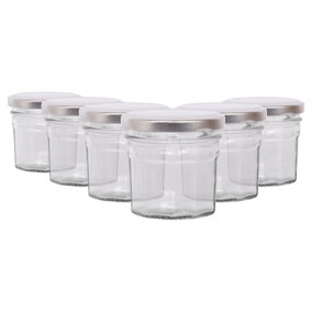 Argon Tableware Glass Jam Jars with Silver Lids - 110ml - Pack of 6