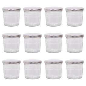 Argon Tableware Glass Jam Jars with Silver Lids - 150ml - Pack of 12