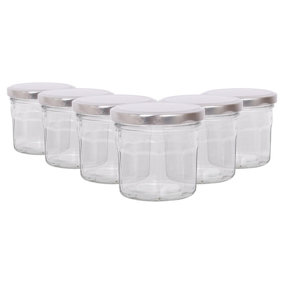 Argon Tableware Glass Jam Jars with Silver Lids - 150ml - Pack of 6