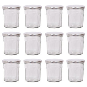Argon Tableware Glass Jam Jars with Silver Lids - 185ml - Pack of 12