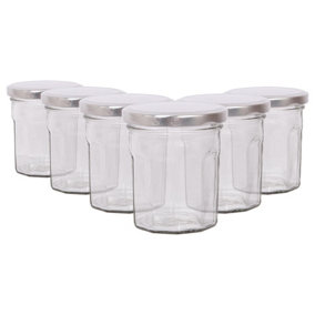 Argon Tableware Glass Jam Jars with Silver Lids - 185ml - Pack of 6