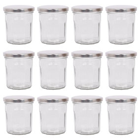 Argon Tableware Glass Jam Jars with Silver Lids - 310ml - Pack of 12