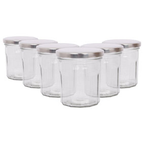 Argon Tableware Glass Jam Jars with Silver Lids - 310ml - Pack of 6