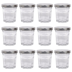 Argon Tableware Glass Jam Jars with Silver Lids - 42ml - Pack of 12
