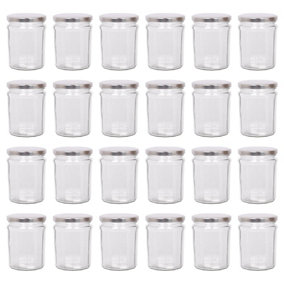 Argon Tableware Glass Jam Jars with Silver Lids - 450ml - Pack of 24