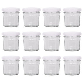 Argon Tableware Glass Jam Jars with White Lids - 110ml - Pack of 12