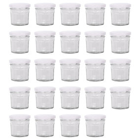 Argon Tableware Glass Jam Jars with White Lids - 110ml - Pack of 24