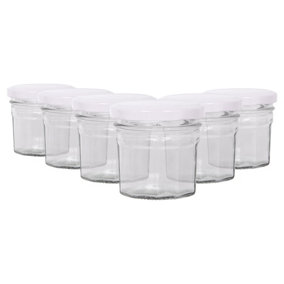 Argon Tableware Glass Jam Jars with White Lids - 110ml - Pack of 6