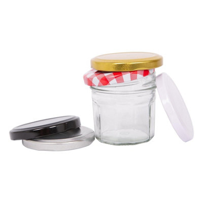 Argon Tableware Glass Jam Jars with White Lids - 110ml - Pack of 6