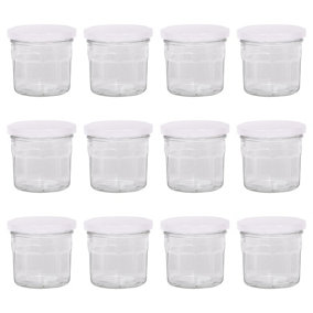 Argon Tableware Glass Jam Jars with White Lids - 150ml - Pack of 12