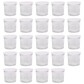 Argon Tableware Glass Jam Jars with White Lids - 150ml - Pack of 24
