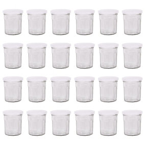 Argon Tableware Glass Jam Jars with White Lids - 185ml - Pack of 24