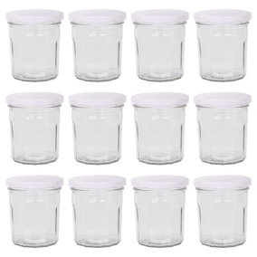 Argon Tableware Glass Jam Jars with White Lids - 310ml - Pack of 12