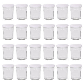 Argon Tableware Glass Jam Jars with White Lids - 310ml - Pack of 24