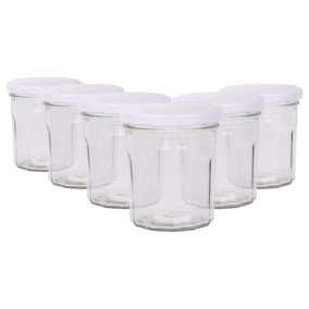 Argon Tableware Glass Jam Jars with White Lids - 310ml - Pack of 6
