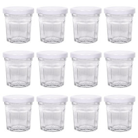 Argon Tableware Glass Jam Jars with White Lids - 42ml - Pack of 12