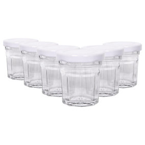 Argon Tableware Glass Jam Jars with White Lids - 42ml - Pack of 6