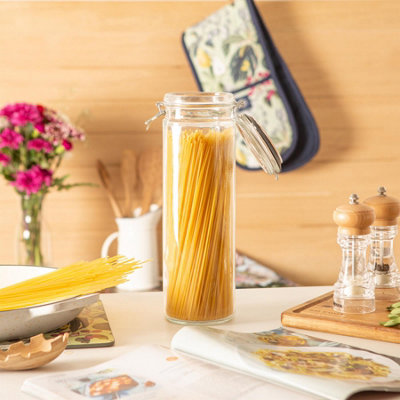 Argon Tableware - Glass Spaghetti Jar - 2 Litre - Black Seal