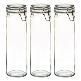 Argon Tableware - Glass Spaghetti Jars - 2 Litre - Clear Seal - Pack of 3
