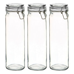 Argon Tableware - Glass Spaghetti Jars - 2 Litre - White Seal - Pack of 6