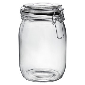 Argon Tableware - Glass Storage Jar - 1 Litre - Black Seal
