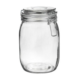 Argon Tableware - Glass Storage Jar - 1 Litre - White Seal