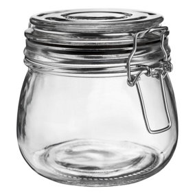 Argon Tableware - Glass Storage Jar - 500ml - Black Seal