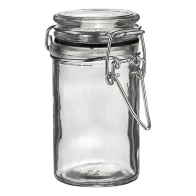 Argon Tableware - Glass Storage Jar - 70ml - Black Seal | DIY at B&Q