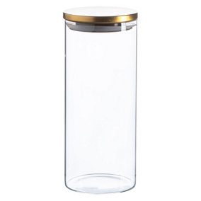 Argon Tableware - Glass Storage Jar with Metal Lid - 1.5 Litre - Gold