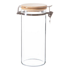 Argon Tableware - Glass Storage Jar with Wooden Clip Lid - 1.4 Litre