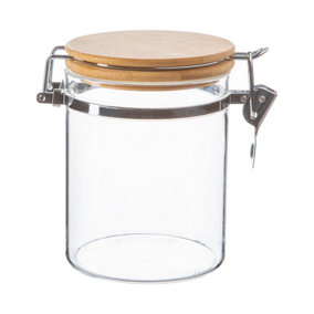 Argon Tableware - Glass Storage Jar with Wooden Clip Lid - 720ml