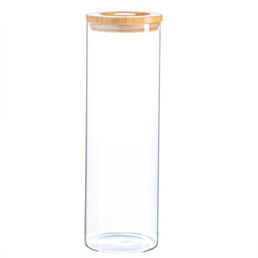 Argon Tableware - Glass Storage Jar with Wooden Lid - 2 Litre