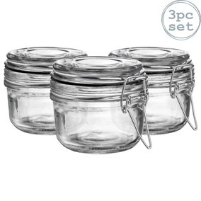 Argon Tableware - Glass Storage Jars - 125ml - Black Seal - Pack of 3