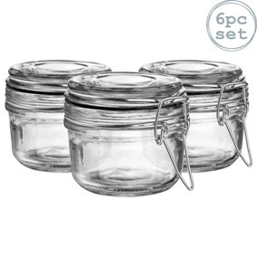 Argon Tableware - Glass Storage Jars - 125ml - Black Seal - Pack of 6