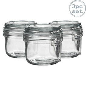 Argon Tableware - Glass Storage Jars - 125ml - Clear Seal - Pack of 3
