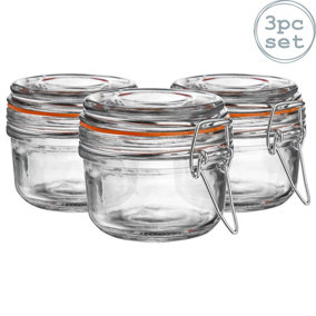 Argon Tableware - Glass Storage Jars - 125ml - Orange Seal - Pack of 3