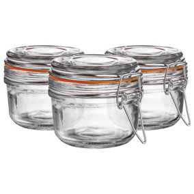 Argon Tableware - Glass Storage Jars - 125ml - Orange Seal - Pack of 6