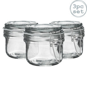 Argon Tableware - Glass Storage Jars - 125ml - White Seal - Pack of 3