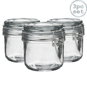 Argon Tableware - Glass Storage Jars - 200ml - Clear Seal - Pack of 3