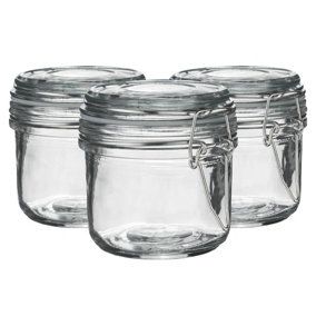 Argon Tableware - Glass Storage Jars - 200ml - Clear Seal - Pack of 6