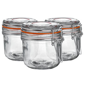 Argon Tableware - Glass Storage Jars - 200ml - Orange Seal - Pack of 6