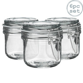 Argon Tableware - Glass Storage Jars - 200ml - White Seal - Pack of 6