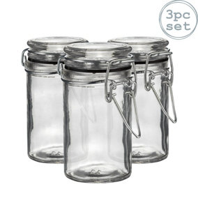 Argon Tableware - Glass Storage Jars - 70ml - Black Seal - Pack of 3