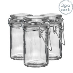 Argon Tableware - Glass Storage Jars - 70ml - Clear Seal - Pack of 3