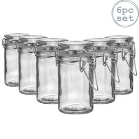 Argon Tableware - Glass Storage Jars - 70ml - Clear Seal - Pack of 6