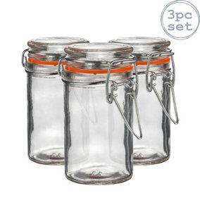Argon Tableware - Glass Storage Jars - 70ml - Orange Seal - Pack of 3