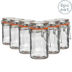 Argon Tableware - Glass Storage Jars - 70ml - Orange Seal - Pack of 6