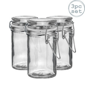 Argon Tableware - Glass Storage Jars - 70ml - White Seal - Pack of 3