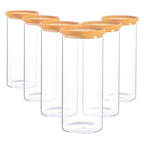 Argon Tableware - Glass Storage Jars with Cork Lids - 1.5 Litre - Pack of 6