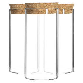 Argon Tableware - Glass Storage Jars with Cork Lids - 110ml - Pack of 3